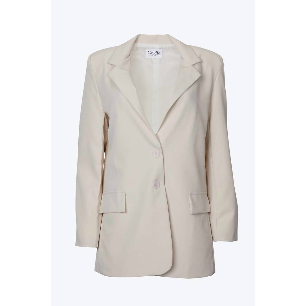 NEW GOLDIE LONDON oversized single-breasted twill crepe blazer in ecru